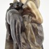 Art Deco bronzen sculptuur vrouw met panter