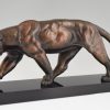 Art Deco bronze sculpture of a panther