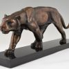 Art Deco bronze sculpture of a panther