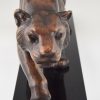 Art Deco bronze sculpture of a panther