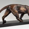 Art Deco bronze sculpture of a panther