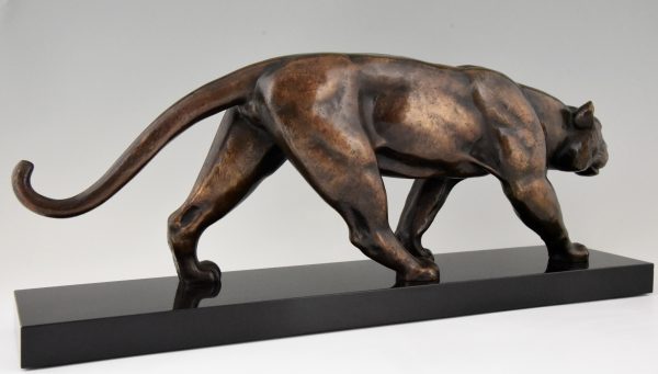 Art Deco bronze sculpture of a panther