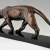 Art Deco bronze sculpture of a panther