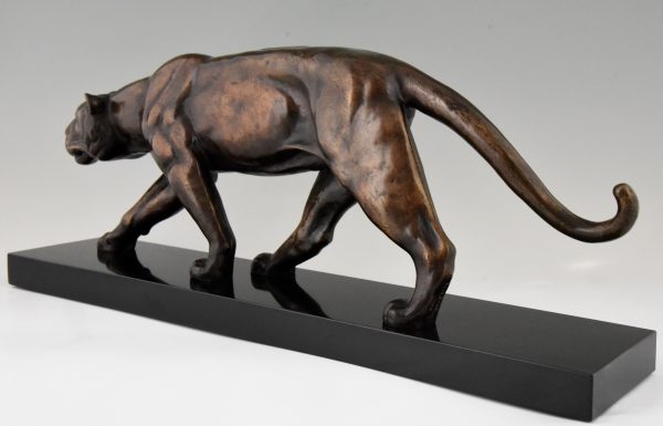 Art Deco bronze sculpture of a panther