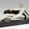 Art Deco sculpture femme nue et panthère