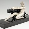 Art Deco sculpture femme nue et panthère