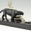 Art Deco Skulptur Frauenakt mit Panther