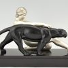 Art Deco Skulptur Frauenakt mit Panther