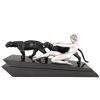 Art Deco sculpture nude with two panthers