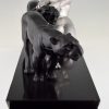 Art Deco sculpture nude with two panthers