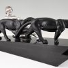 Art Deco sculpture nude with two panthers