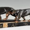 Art Deco sculpture of two panthers