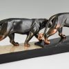 Art Deco sculpture of two panthers