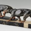 Art Deco sculpture of two panthers