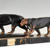 Art Deco sculpture of two panthers