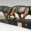 Art Deco sculpture of two panthers