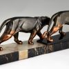 Art Deco sculpture of two panthers