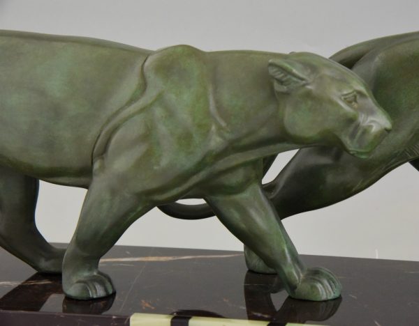 Art Deco Skulptur zwei Panther