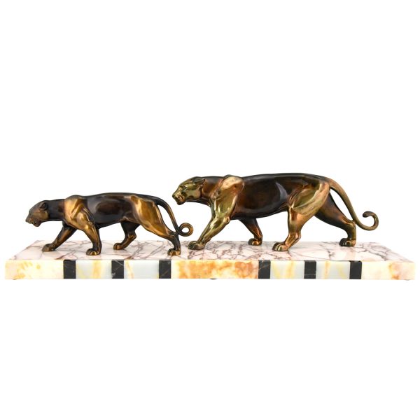 Art Deco sculpture two panthers