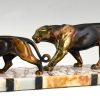 Art Deco sculpture two panthers