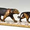 Art Deco sculpture two panthers