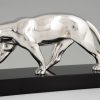 Art Deco versilberte Bronze Skulptur Panther