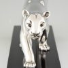 Art Deco silvered bronze panther