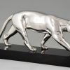 Art Deco versilberte Bronze Skulptur Panther