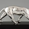 Art Deco verzilverd bronzen beeld panter