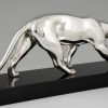 Art Deco versilberte Bronze Skulptur Panther