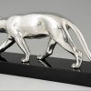 Art Deco versilberte Bronze Skulptur Panther