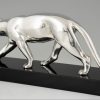 Art Deco verzilverd bronzen beeld panter