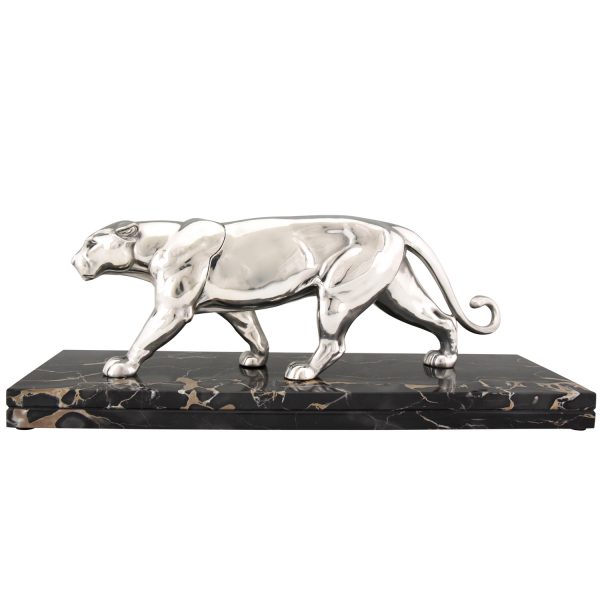 Art Deco silvered panther sculpture