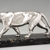 Art Deco silvered panther sculpture