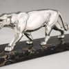 Art Deco silvered panther sculpture