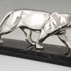 Art Deco silvered panther sculpture