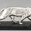 Art Deco silvered panther sculpture