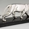 Art Deco silvered panther sculpture