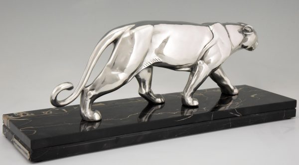 Art Deco silvered panther sculpture