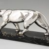 Art Deco silvered panther sculpture