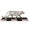 Art Deco silvered sculpture of a walking panther