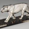 Art Deco silvered sculpture of a walking panther