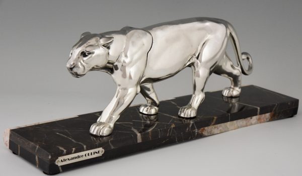 Art Deco Panther Skulptur Silber Patina
