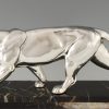 Art Deco silvered sculpture of a walking panther