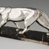 Art Deco panter sculptuur zilveren patina