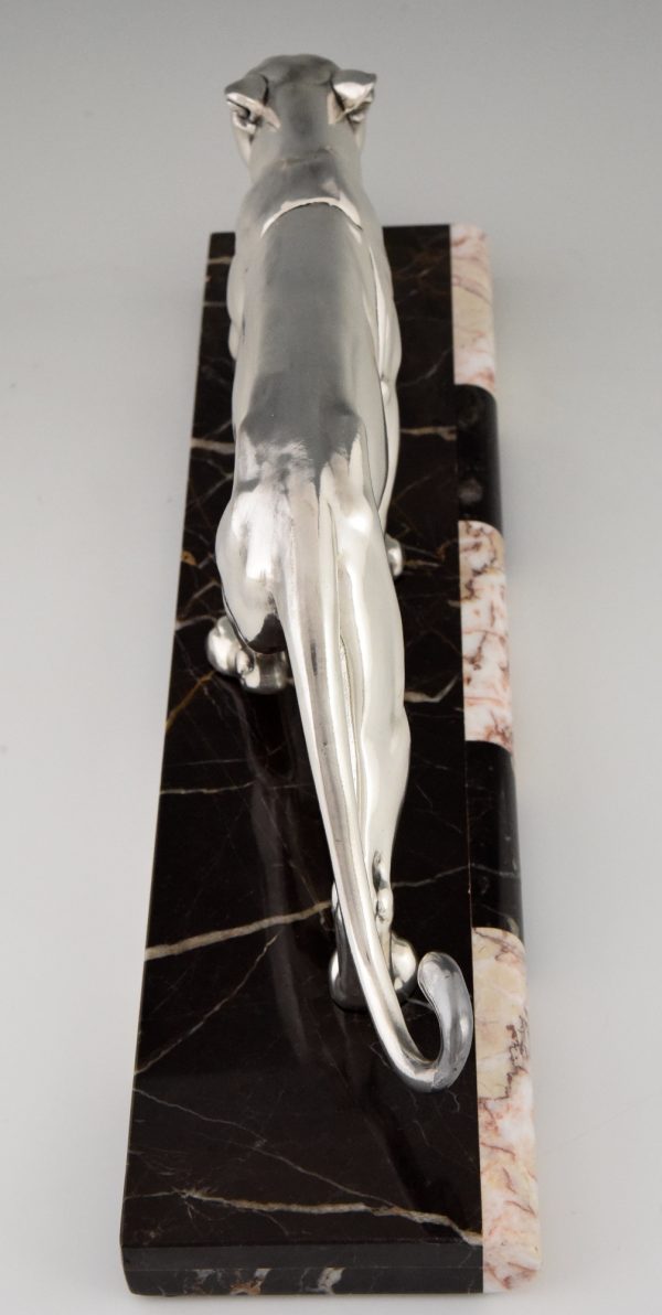 Art Deco panter sculptuur zilveren patina