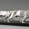 Art Deco verzilverd beeld van twee panters