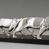 Art Deco silvered sculpture of two panthers