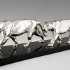 Art Deco verzilverd beeld van twee panters
