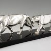 Art Deco silvered sculpture of two panthers